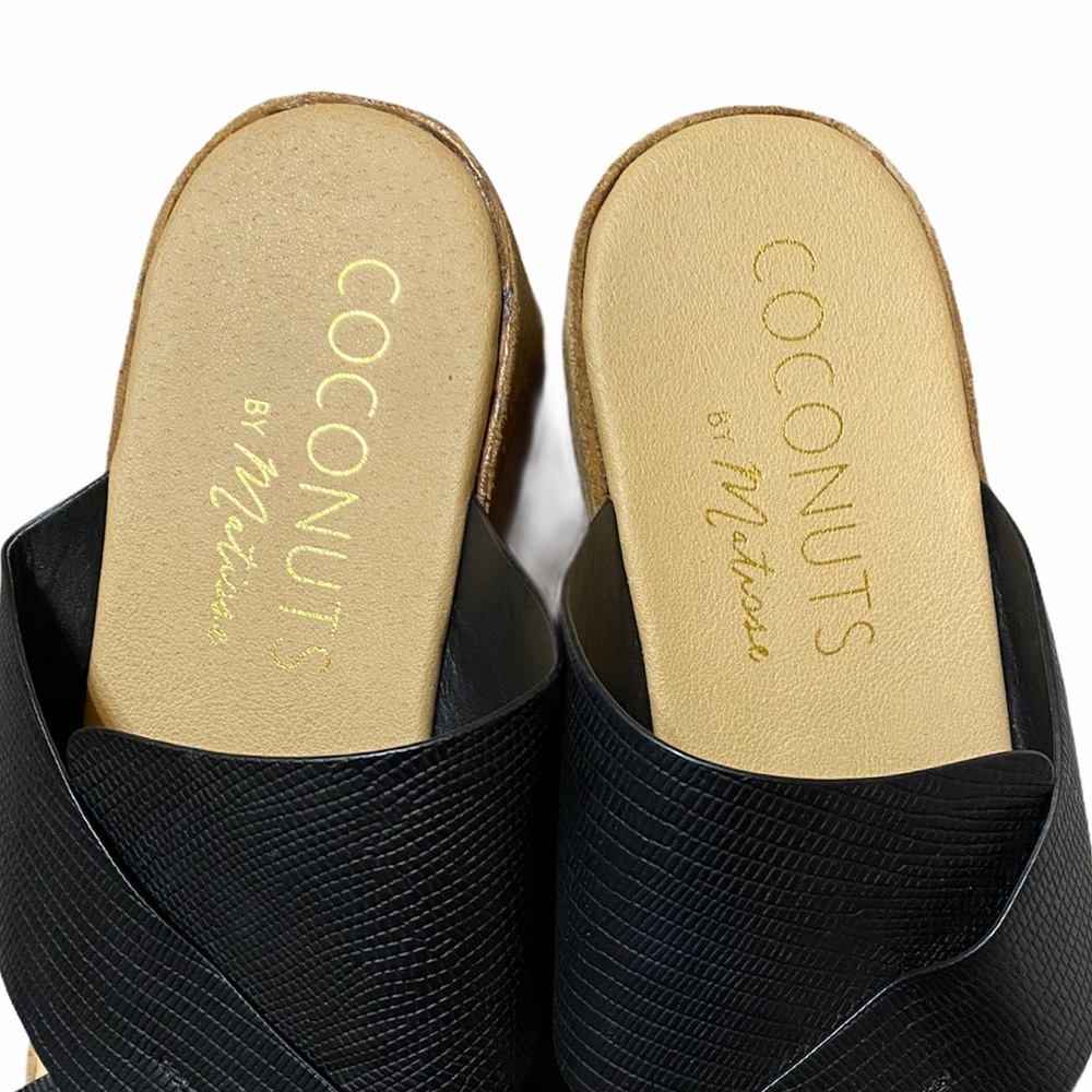 Coconuts by Matisse Black Wedge Slip On Sandal NWOT - Picture 4 of 11